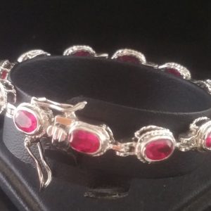 Red stone silver bracelet