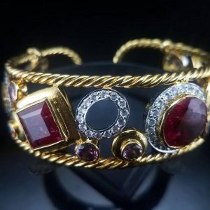 Black and red stone bangle