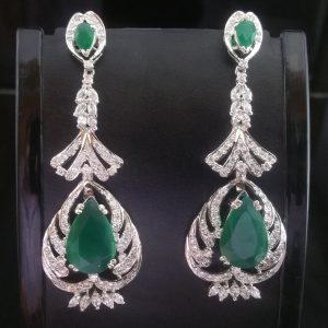 Big Water Drop Green Crystal Stone Long Earrings