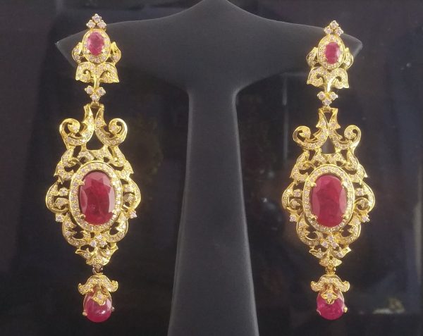 long Red Crystal Earrings