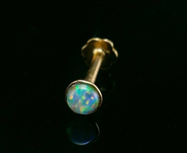 BodyCandy Multi Color Synthetic Opal Ball Shaped Nose Ring