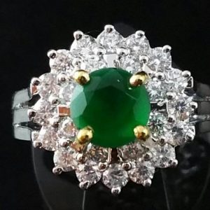 Silver Ring Emerald Gemstone Jewelry