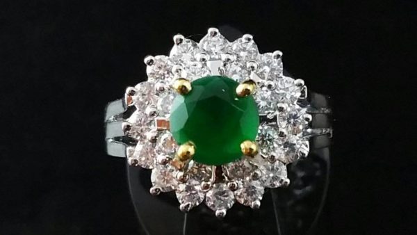 Silver Ring Emerald Gemstone Jewelry
